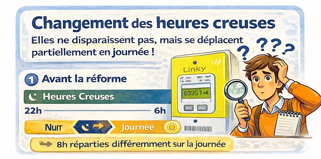 répartition des heures creuses EDF avant et après la réforme pour une maison équipée d’une pompe à chaleur